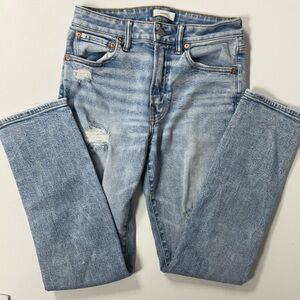 AE77 Eagle Premium Jeans High Rise Skinny Light Wash Acid Distressed Women 6R